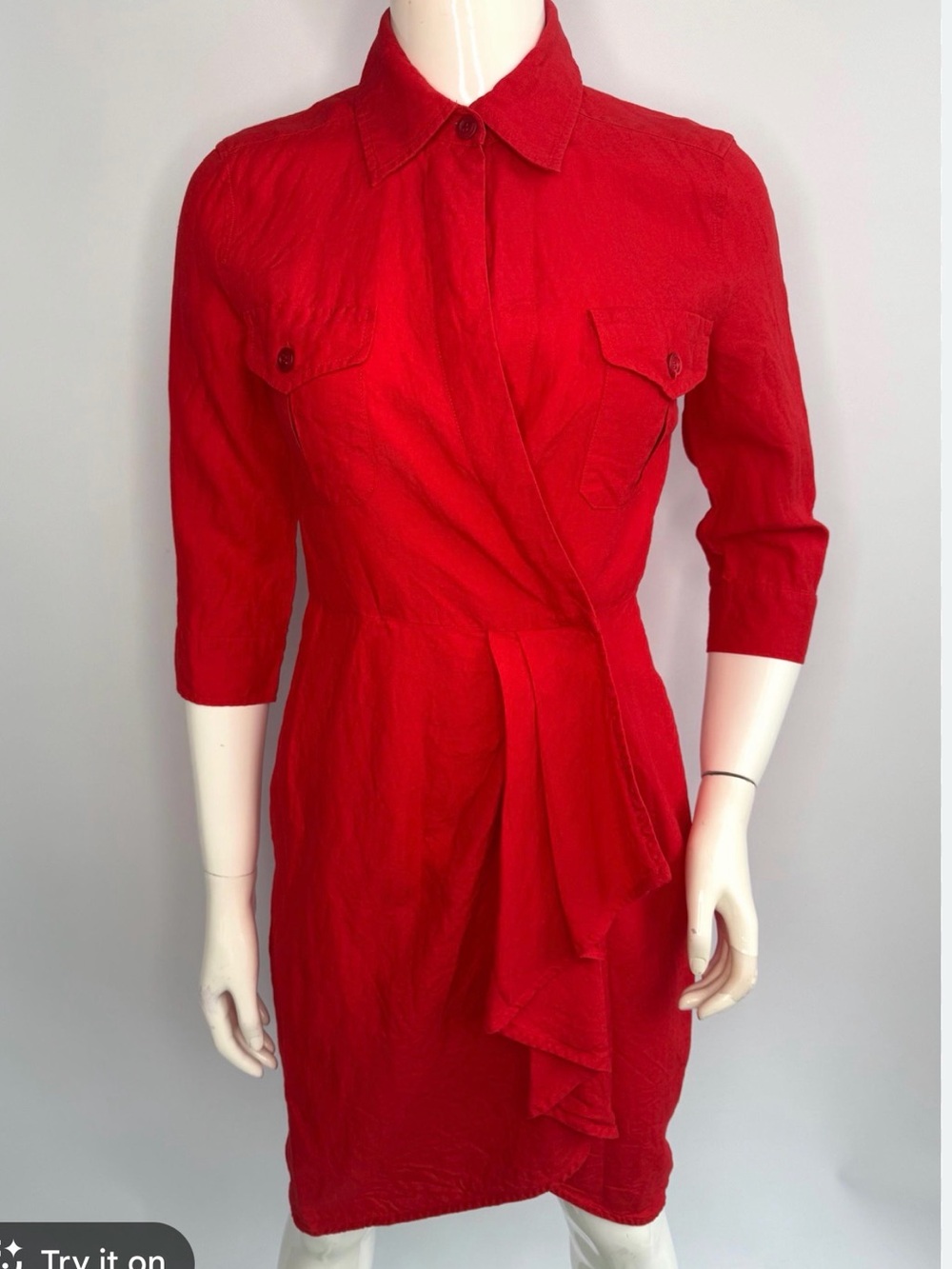 MaxMara Vibrant Red Long Sleeve Dress